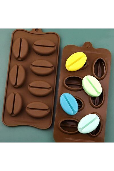 STOREMAX Ntwork Coffee Bean Shaped Practical Silicone Chocolate Mold, Heat Resistant Flexible Silicone