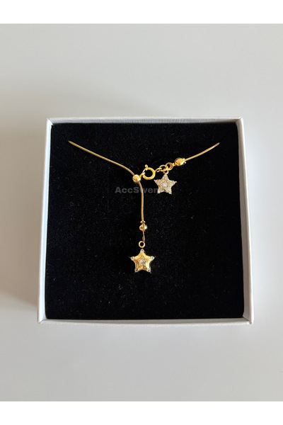 acc swen قلادة ستار ايسير من الفولاذ على شكل حرف Y قلادة منخفضة القطع باللون ...