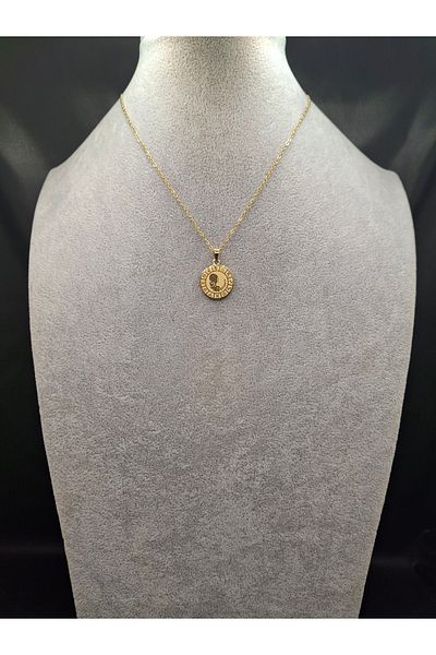 Han Ticarethane Gold Color Round Model Virgo Steel Necklace