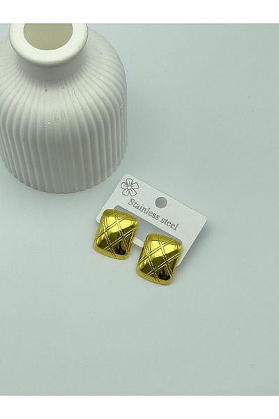 ilvesa shop New Season Square Model Patterned Steel Earrings