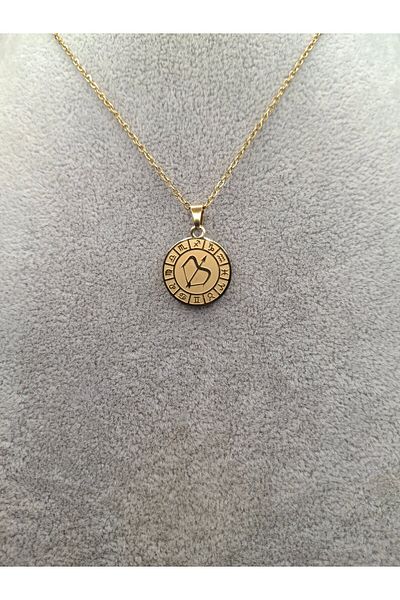 Han Ticarethane Gold Color Round Model Sagittarius Steel Necklace