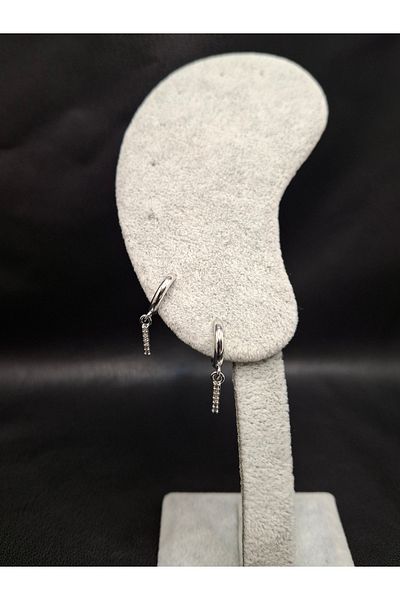 Han Ticarethane Silver Color Stone I / I Letter Earrings