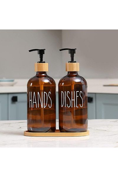 STOREMAX Jvnnastore 2 Pack Luxury Glass Liquid Soap Dispenser, Modern Glass Liquid Soap Dispenser for Kitchen and Bathroom, Fill