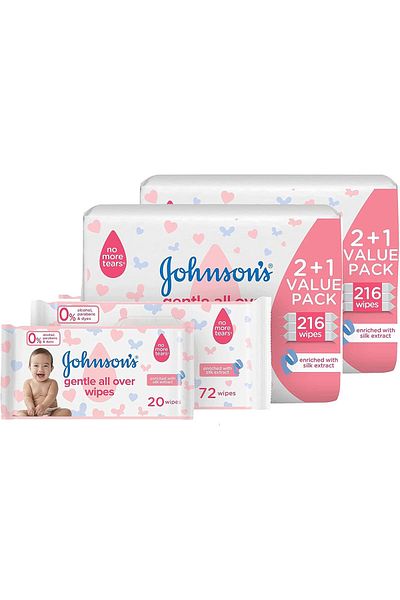 Johnson Baby Wet Wipes - Gentle on all designs, 2 x 216 total count