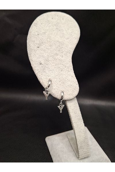 Han Ticarethane Silver Color Stone Letter Y Earrings