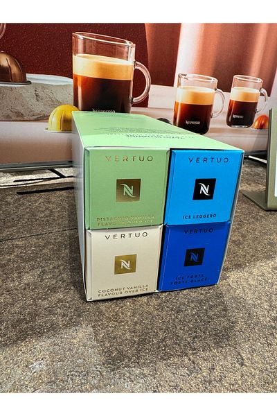 Nespresso Summer Coffees Vertuo Pistachio-Coconut-Ice Forte-Ice Leggero 40 Capsules