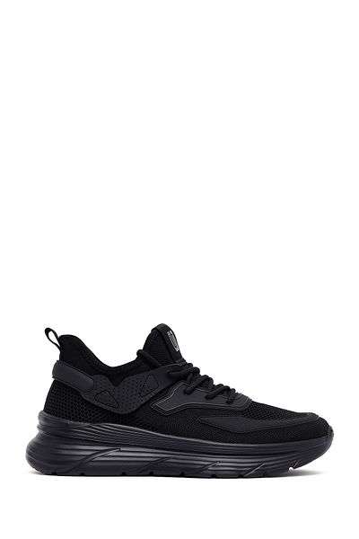 Derimod Men's Black Lace-Up Thick Sole Fabric Sneaker 25Sfd69426F