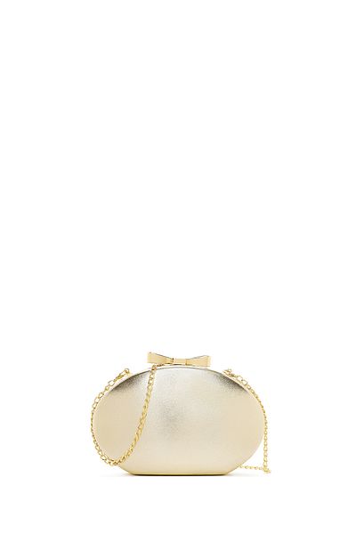 Derimod Gold Women's Long Strap Metallic Mini Clutch Bag 25Sbd297032