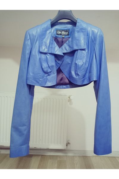 hoaryage Genuine Lambskin Soft Leather, Snake Print Pattern Leather Coat Blazer Crop Coat