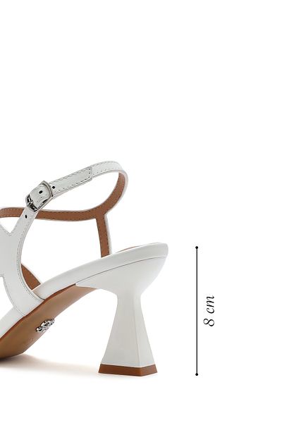 Derimod Women's White Back Tie Thin Heeled Sandals 25Sfe466218