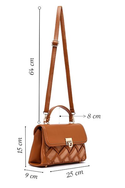 Derimod Women's Tan Long Strap Patterned Shoulder Bag 25Sbd26446F