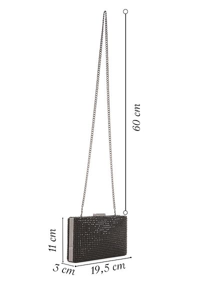 Derimod Women's Black Long Strap Stone Mini Portfolio Bag 25Sbd2962Ts