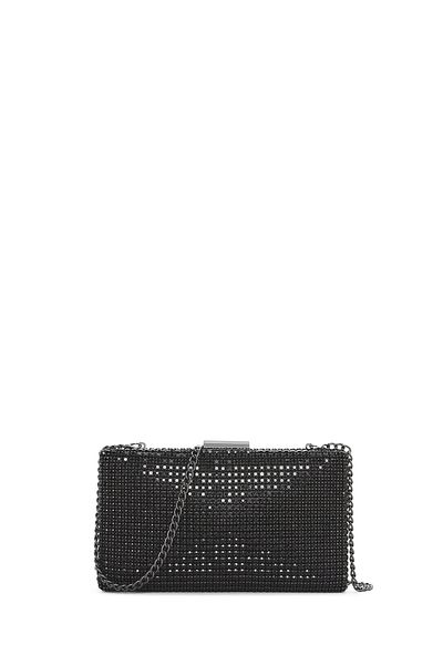 Derimod Women's Black Long Strap Stone Mini Portfolio Bag 25Sbd2962Ts