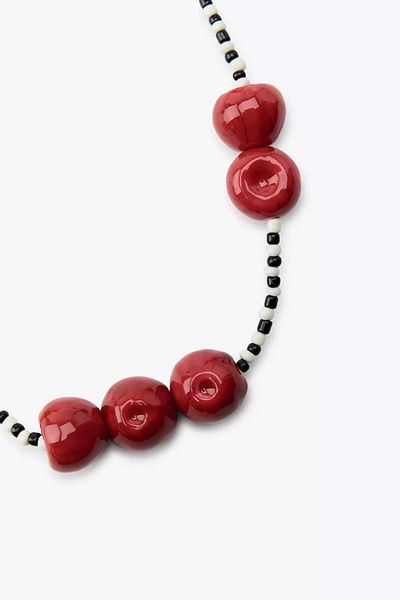 luxyansımalar Cherry Zebra Patterned Necklace