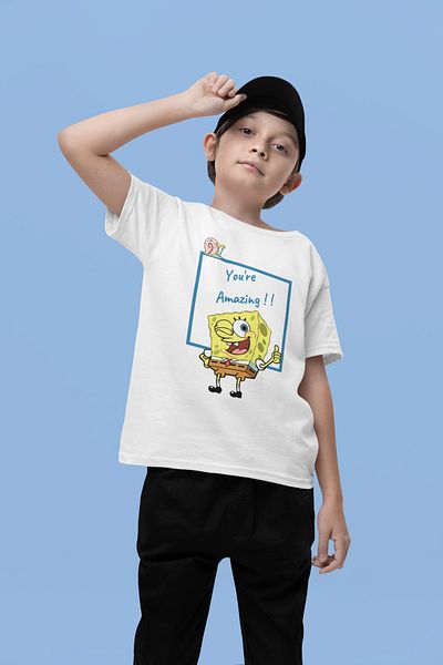 SEVBANO Spongebob, ești minunat! Tricou unisex pentru copii cu desene animate (vârsta 1-12)