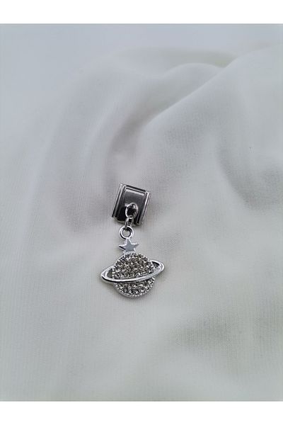 Hobimos 1 Piece Italian Steel Bracelet Charm with Dangle - Italian Steel Bracelet Charm