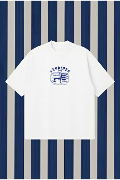 PURE POWER Tricou Sardines Boxy Fit supradimensionat unisex tricou – cu impri...