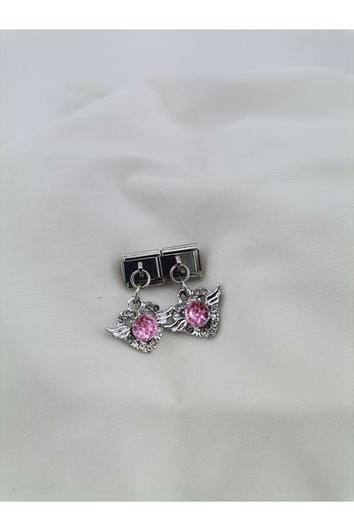 Hobimos 1 Piece Italian Steel Bracelet Charm with Dangle - Italian Steel Bracelet Charm