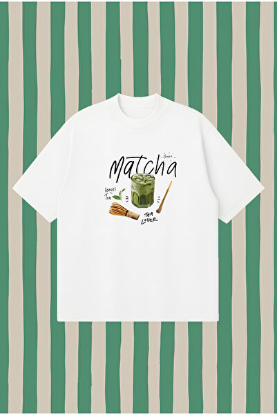 PURE POWER تي شيرت ماتشا بوكسي فيت كبير الحجم للجنسين - تي شيرت مطبوع |   ملا...