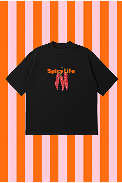 PURE POWER Tricou Spicy Life Boxy Fit supradimensionat unisex tricou – cu imp...