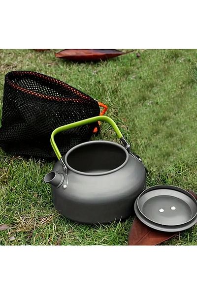 SDD Small Aluminum Teapot with Rubber Handle, Short Spout, Carrying Bag, for Camping, Outdoors&Hiking