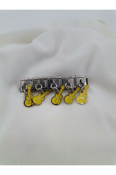 Hobimos 1 Piece Italian Steel Bracelet Charm with Dangle - Italian Steel Bracelet Charm