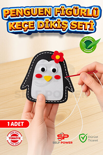 Self Power Çocuklar İçin Kendin Yap Keçe Dikiş El Sanatları 3 Yaş Ve Üzeri Çocuk İçin Penguen Eğitici Oyuncak