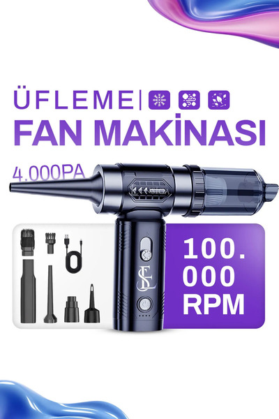100.000 RPM Üfleme makinası süpürgeli Taşınabilir 4.000Pa Çekme şarjlı toz yaprak kar üfleme