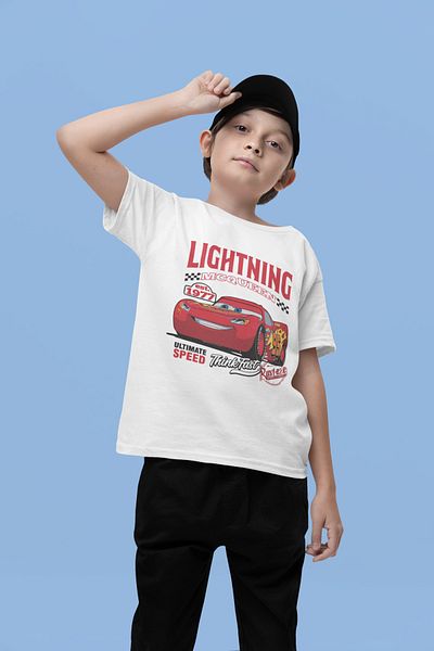 SEVBANO Tricou pentru copii Lightning Mcqueen imprimat unisex Cars Lightning Cartoon (1-12 ani)