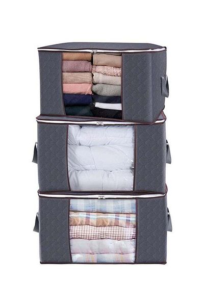 fun zone XiuWoo 3-Piece Storage Bag Organizer Set Grey