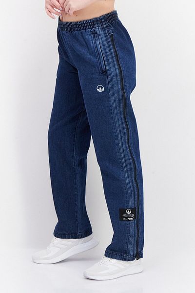 adidas Women Regular Fit Mid Waist Denim Pants, Blue Indigo