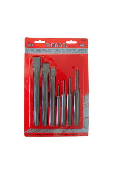 Generic Regal 7-Piece Hardened and Tempered High Carbon Steel Punch and Chisel Set Black