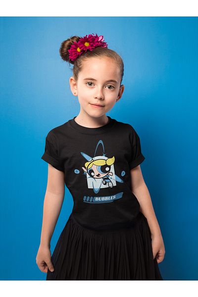 SEVBANO Tricou pentru copii unisex cu desene animate Power Puff Girls Bubbles (vârsta 1-12)