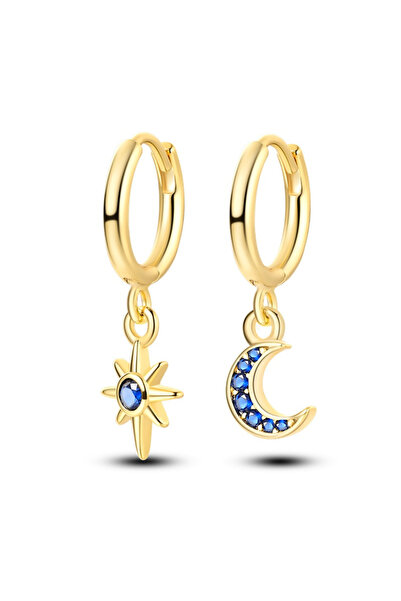 Choice أقراط KJE022-GD من الفضة الإسترلينية S925 على شكل نجمة قمرية دائرية، مجوهرات راقية بسيطة للنساء