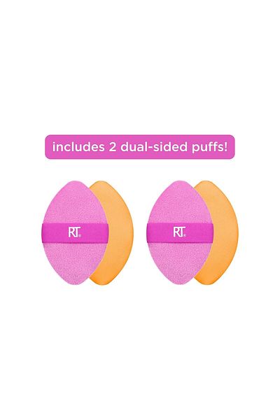 Real Techniques Miracle 2-In-1 Powder Puff 2 Pack, Dual-Sided, Full Size Makeup Blending Puff, Rever
