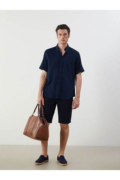 LC Waikiki Southblue Standard Fit Short Sleeve Gabardine Men's Shirt