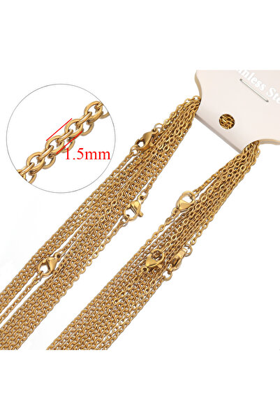 choice2 Gold color 1.5mm 10pcs 50cm 2mm Gold Color Stainless Steel Link Chain...