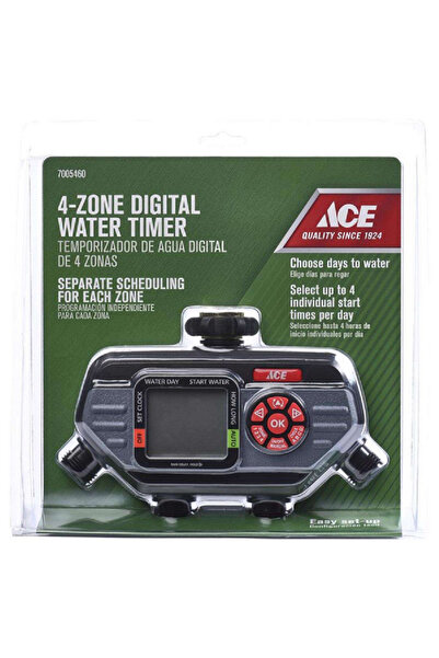 ACE Hydrologic Programmable 4-Zone Digital Water Timer Black and Grey
