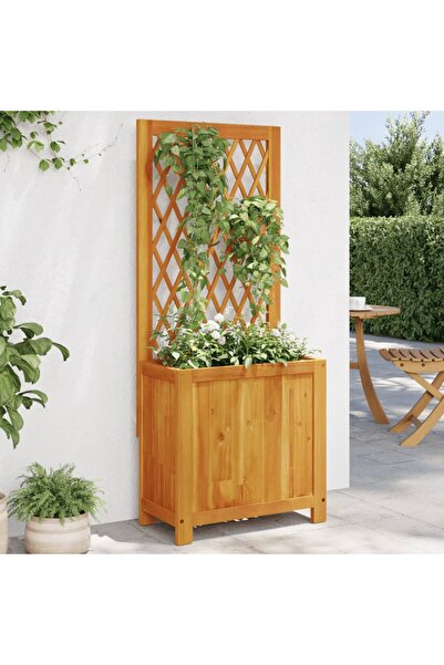 vidaxl أصيص زرع مع تعريشة 55×29.5×132 سم من خشب الأكاسيا الصلب