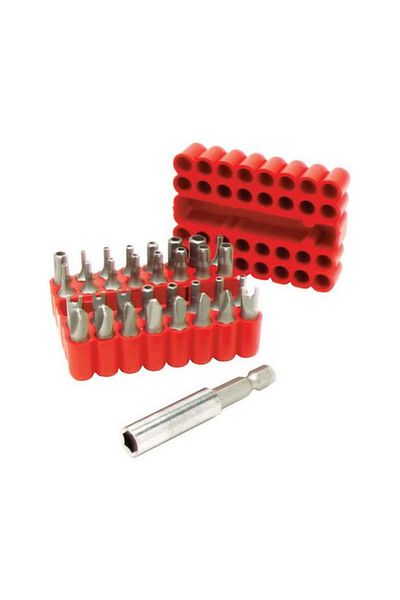 Generic Performance Tool 33-Piece Security Bit Set Red and Silver W1384