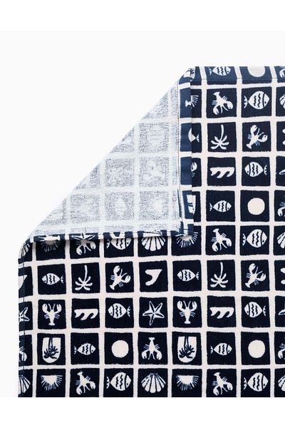 Ziddy Beach Towel for Children 'Summer', Dark Blue/White