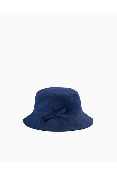 Ziddy Twill Hat with Decorative Bow for Girls, Dark Blue