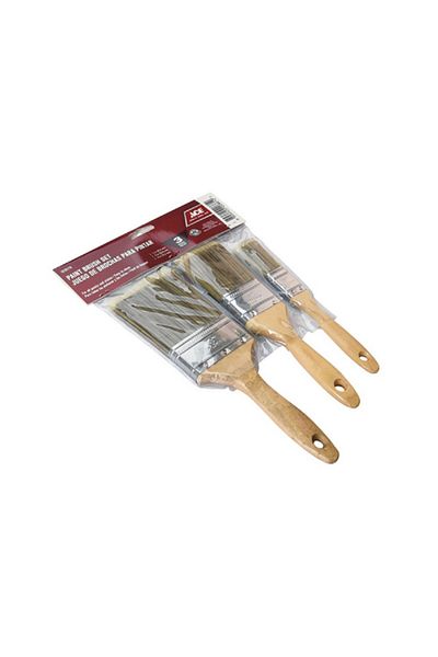 ACE 3-Piece Synthetic Wooden Handle Multi-Purpose Soft-Bristled Professional Paint Brush Set