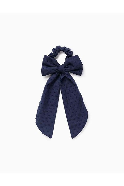 Ziddy Scrunchie with Plumeti Bow for Babies and Girls, Dark Blue