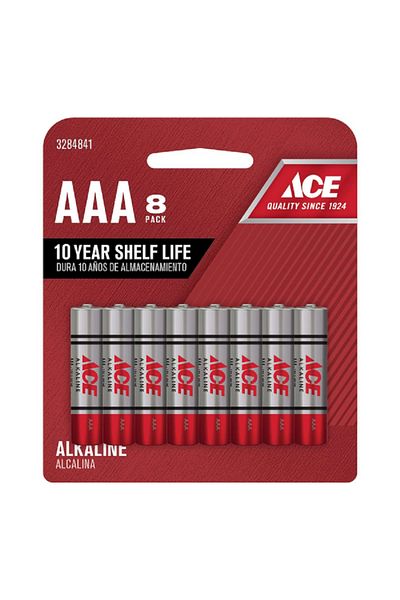 ACE 8-Piece Long Lasting Stable Voltage AAA Alkaline Battery Red and Silver