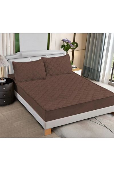 OEM Quilted bed cover and 2 velvet pillowcases 180x200cm, with elastic, topper model