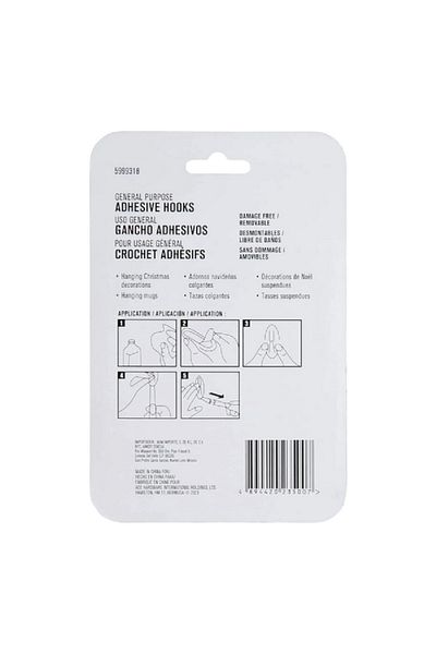 ACE 3-Piece General Purpose Damage Free Adhesive Hook with Strips Clear 3 x 5cm
