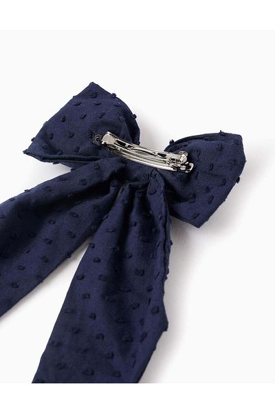 Ziddy Hair Clip with Plumeti Bow for Babies and Girls, Dark Blue