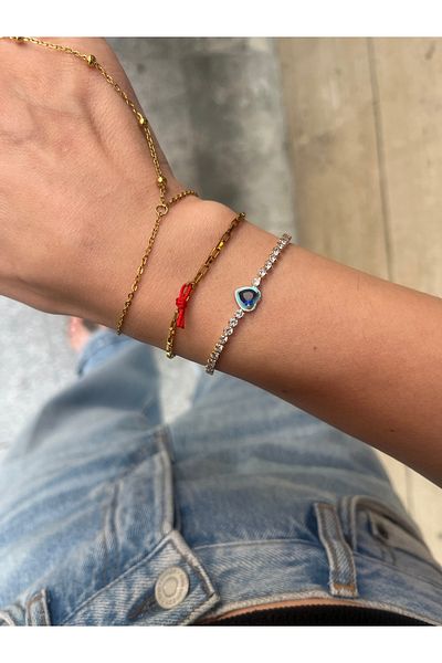 Hoop jewelery Waterway Heart Bracelet with Stones