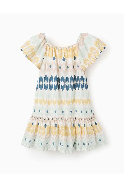 Ziddy Ethnic Pattern Dress for Girls, Multicolour